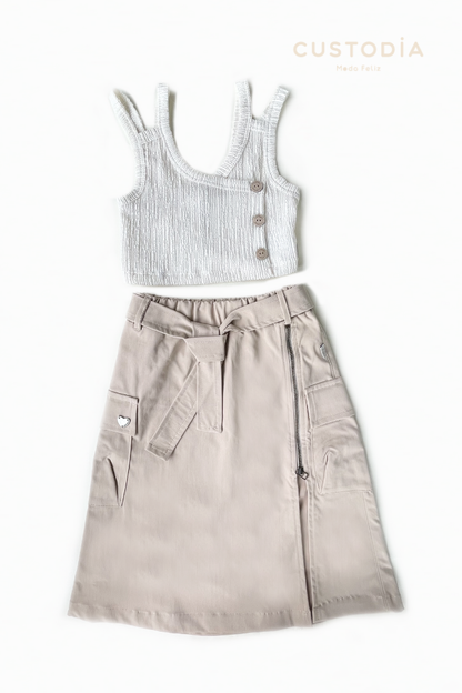 Set Con Falda Larga Estilo Cargo / Maxifalda