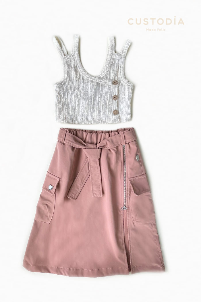 Set Con Falda Larga Estilo Cargo / Maxifalda