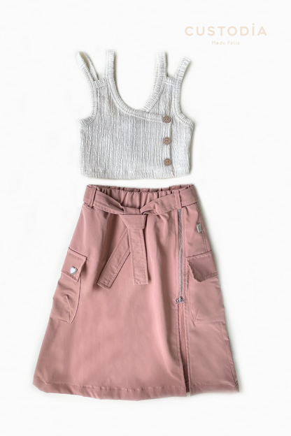 Set Con Falda Larga Estilo Cargo / Maxifalda