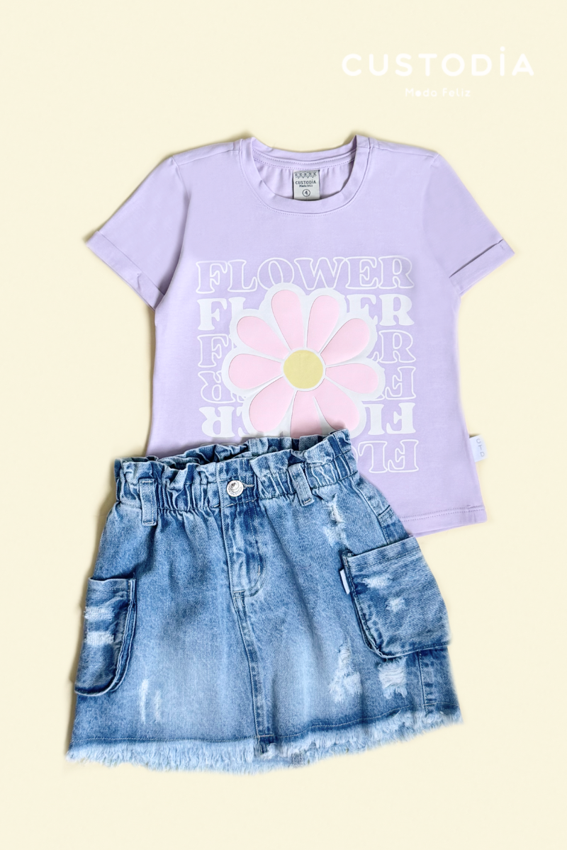 Set Falda Jean Y Camiseta