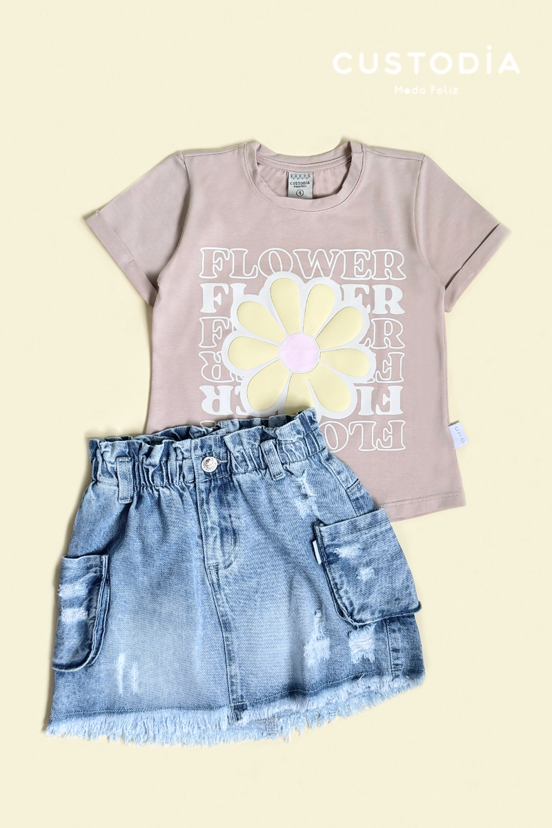 Set Falda Jean Y Camiseta