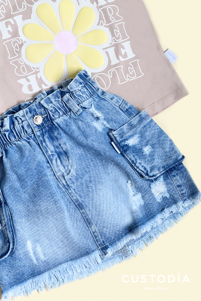 Set Falda Jean Y Camiseta