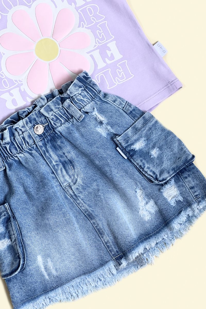 Set Falda Jean Y Camiseta