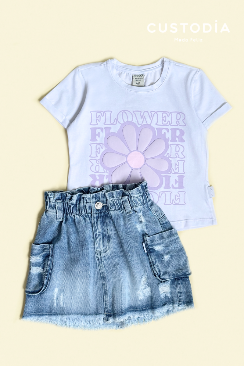 Set Falda Jean Y Camiseta
