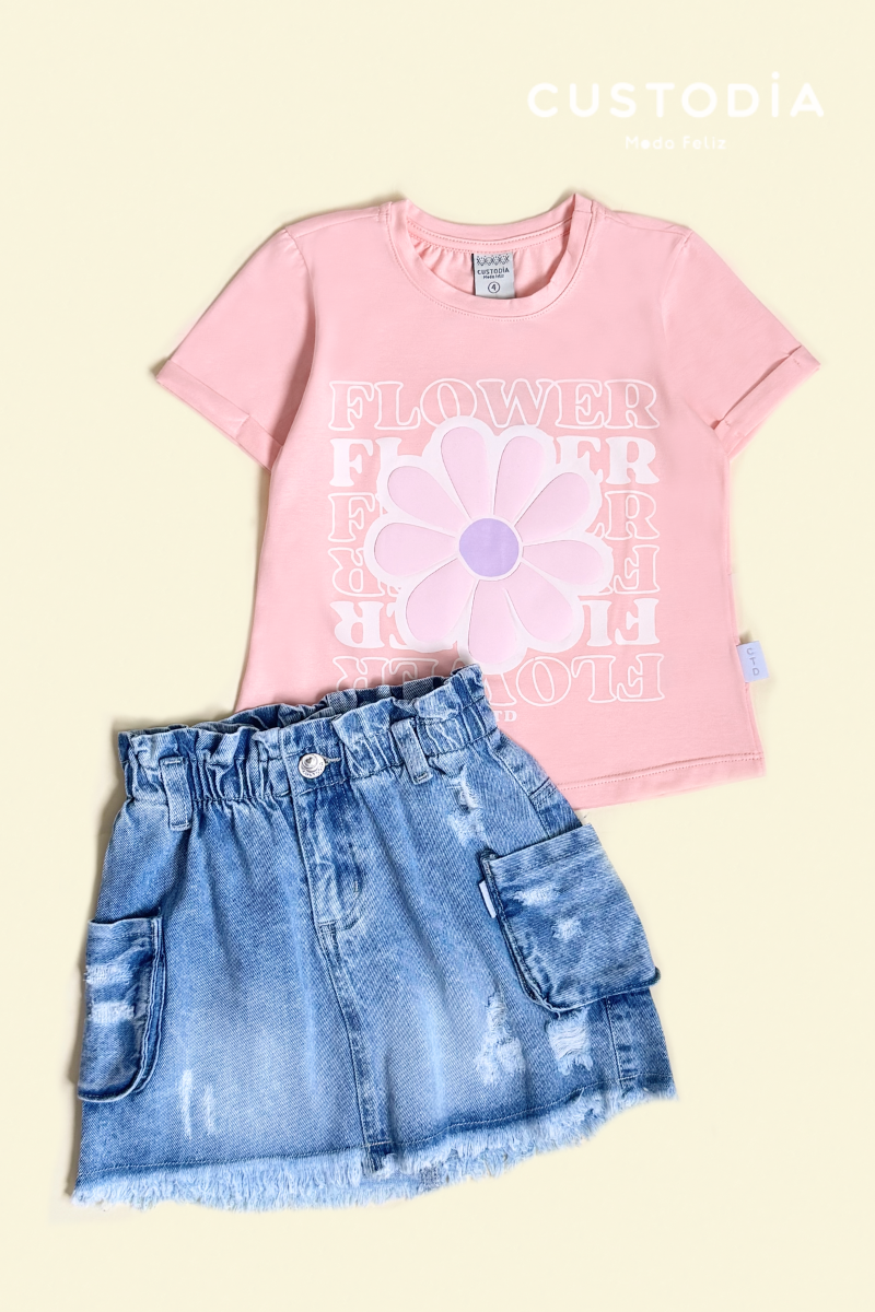 Set Falda Jean Y Camiseta