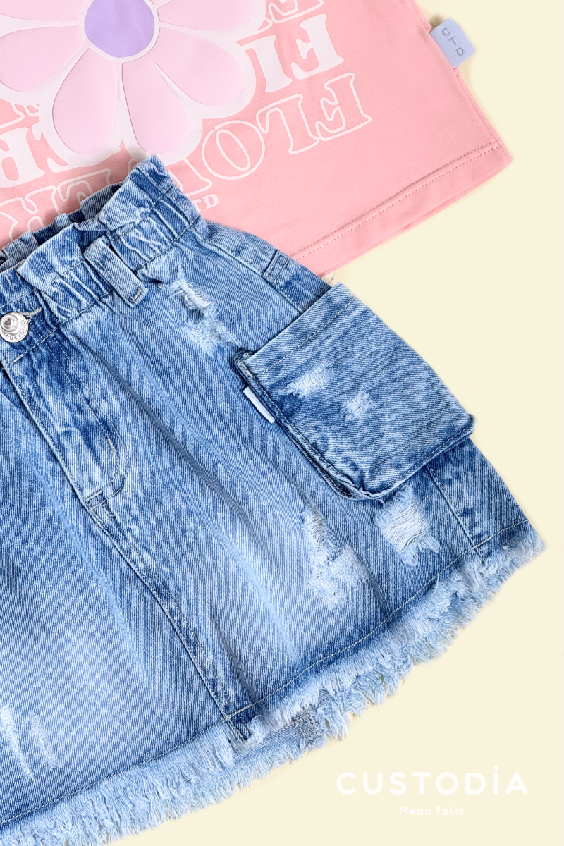 Set Falda Jean Y Camiseta