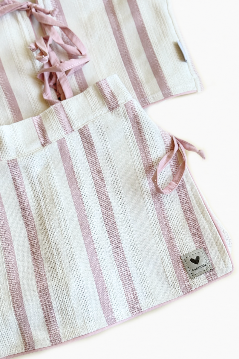 Set Falda Short y Chaleco Rayas