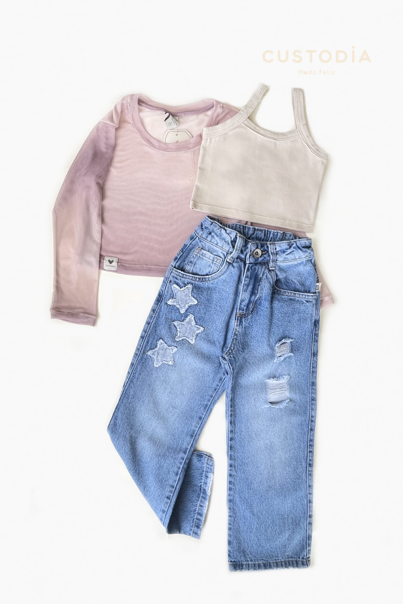 Set Jean Y Crop Top Malla Estrella