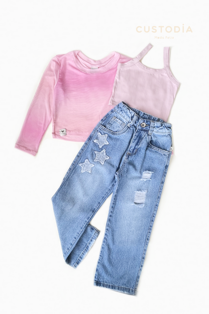 Set Jean Y Crop Top Malla Estrella