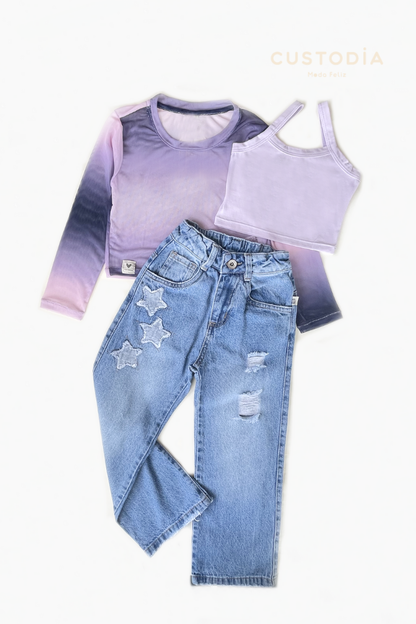 Set Jean Y Crop Top Malla Estrella