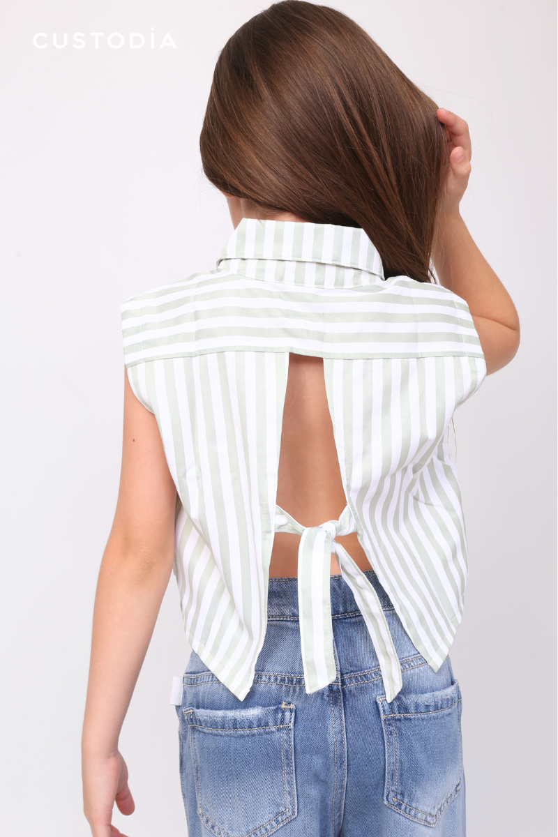 Set 2 Prendas Jean Botones y Camisera Rayas