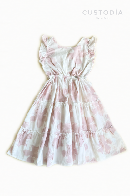 Vestido Flores Textura Lino