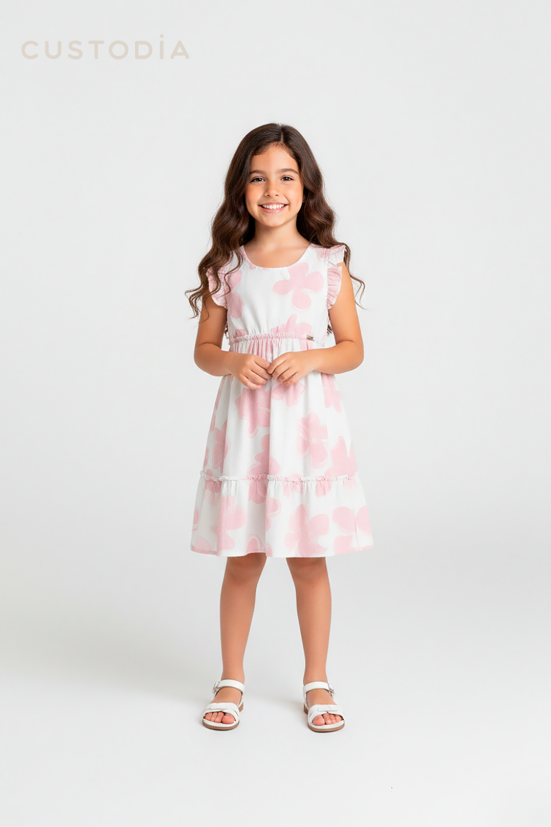 Vestido Flores Textura Lino