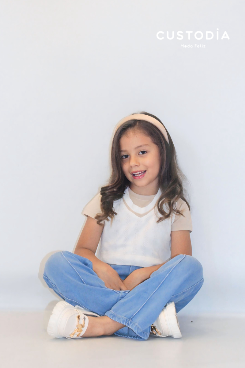 Set 3 Prendas Chaleco Textura Para Niña