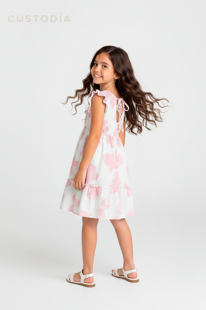 Vestido Flores Textura Lino