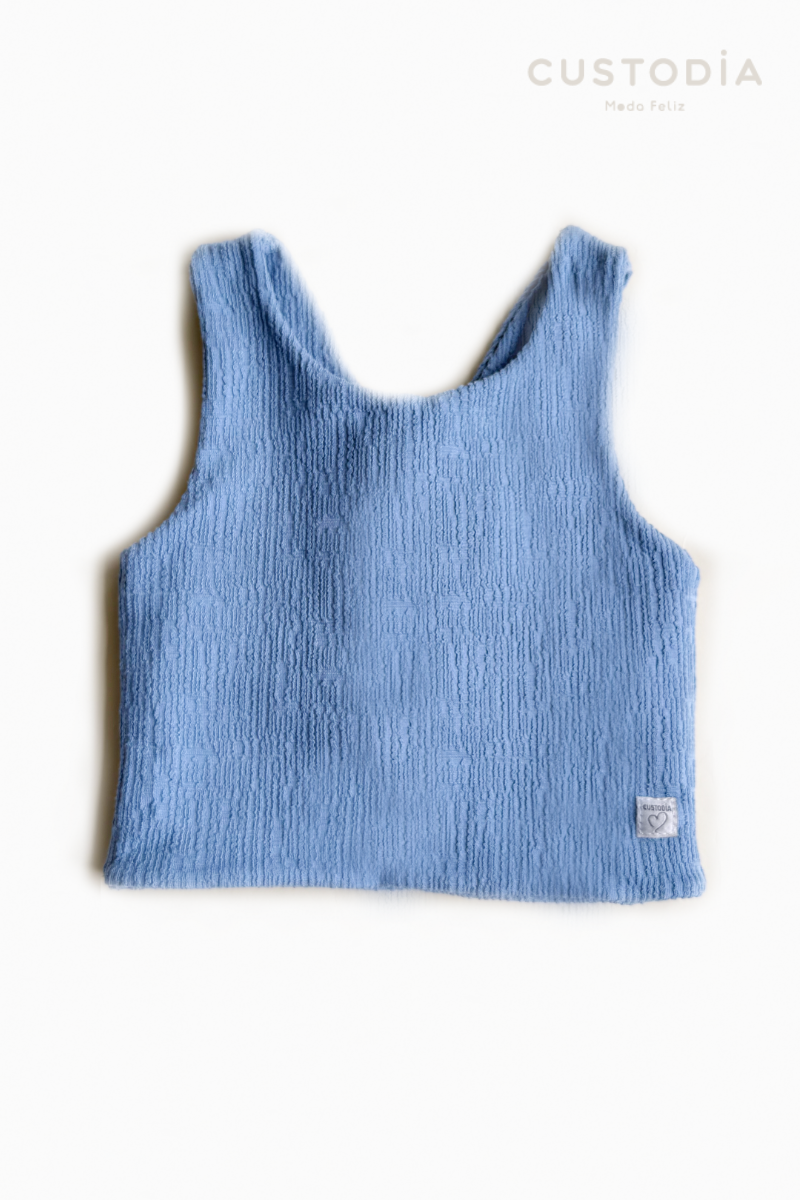 Crop Top Textura Moños Espalda