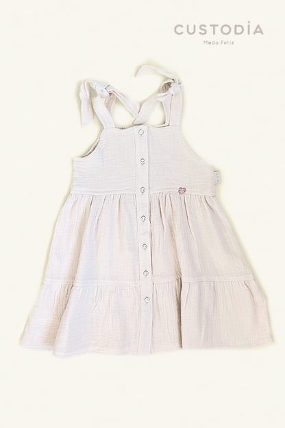 Vestido de Botones Textura Gasita Para Bebé