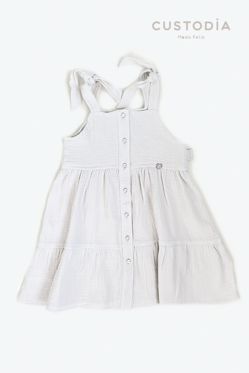 Vestido de Botones Textura Gasita Para Bebé