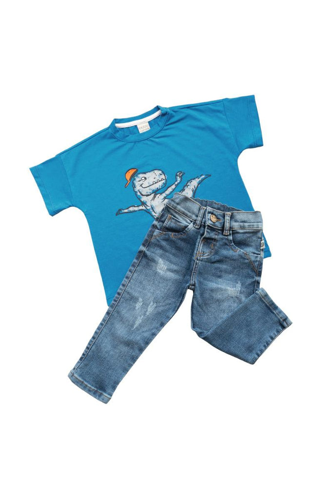 Set Largo + Camiseta Dinosaurio Azul - Custodia ModaFeliz